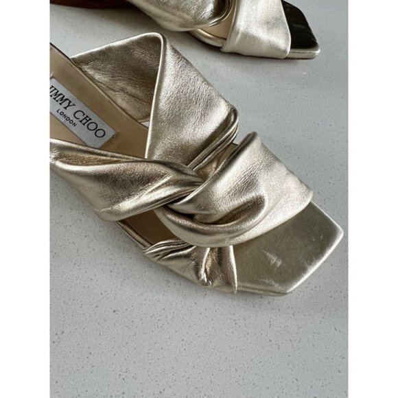 Jimmy Choo Narisa gold leather flat sandals Size 38 - Picture 5 of 9